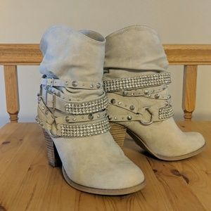 Tan heeled booties